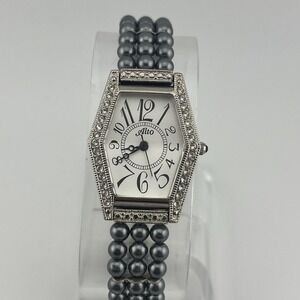 Alto Watch Women 25mm Silver Case 7" Beaded Band- New Battery